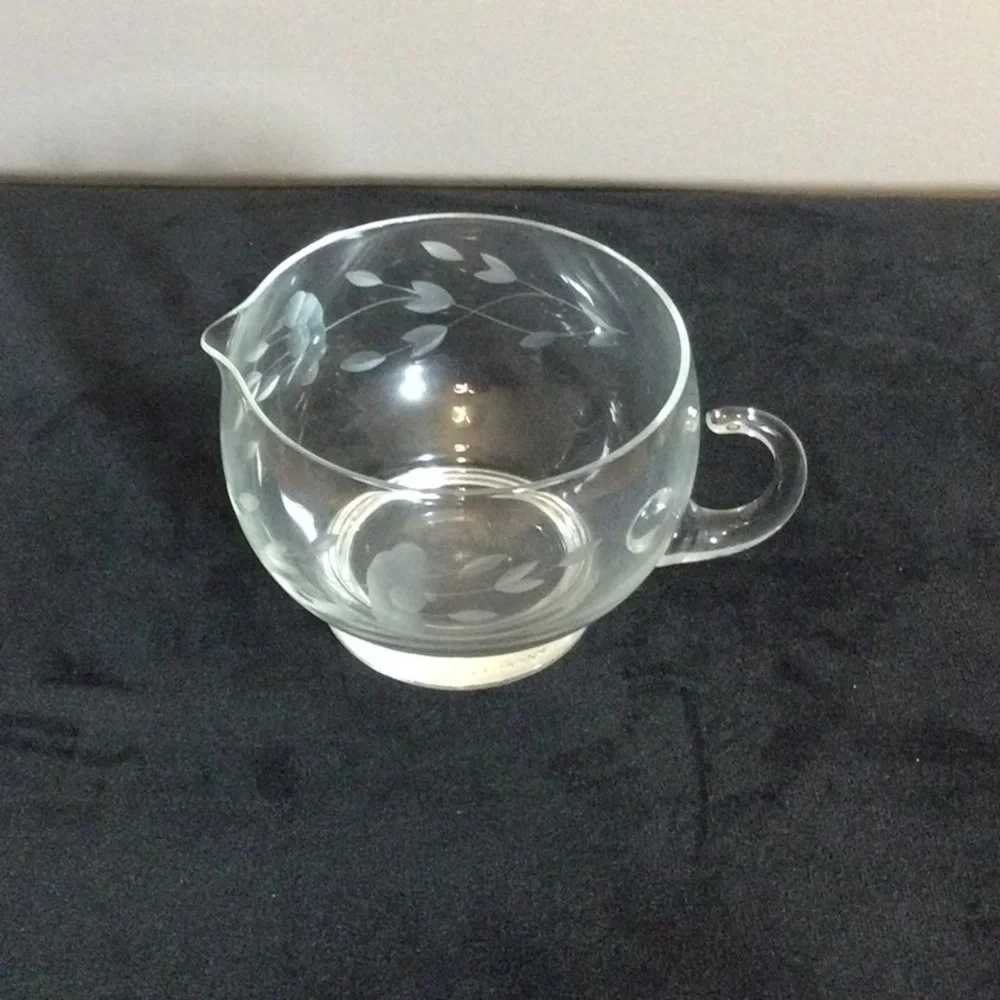 Princess House Heritage Crystal Glass Creamer Pitcher - Floral Etched Design